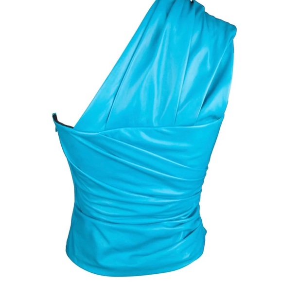 Versace Turquoise Blue Leather Top - Picture 4 of 4